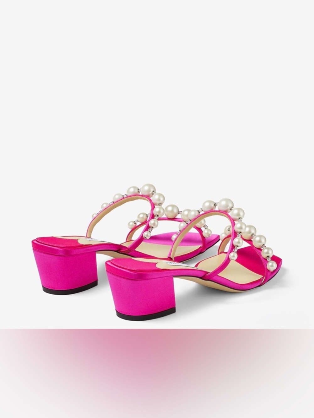 Jimmy Choo Amara 45 Satin Sandal Pink size 38 brand new never worn pearl accent - Picture 13 of 14